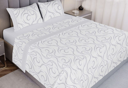 Jogo de Cama Estampado Bege 100% Algodão