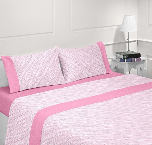 Jogo de Cama Estampado Rosa 100% Algodão