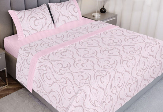 Jogo de Cama Estampado Rosa 100% Algodão