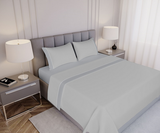 Jogo de Cama Liso Cinza Claro 100% Algodão