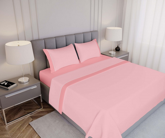Jogo de Cama Liso Rosa 100% Algodão