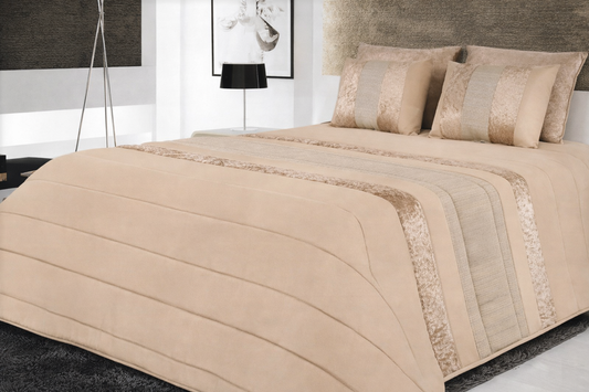 Edredão Jacquard com Veludo Roma Bege