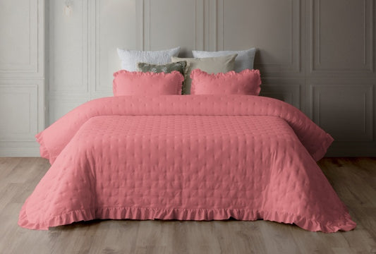 Edredão Stonewash com Almofadas Cheias Rosa
