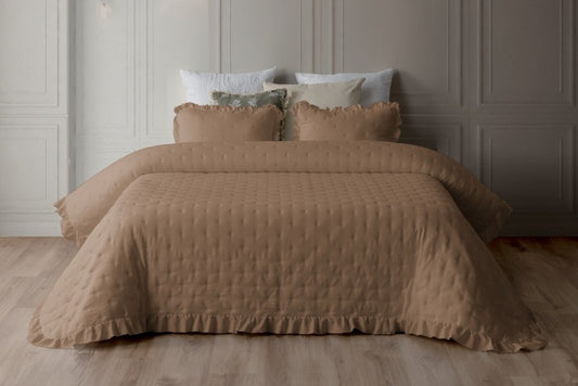 Edredão Stonewash com Almofadas Cheias Taupe