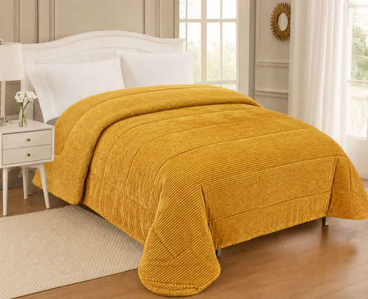 Edredão Pêlo Borrego Solteiro Stripes Amarelo