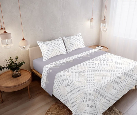 Jogo de Cama Coralina Estampado Cinza