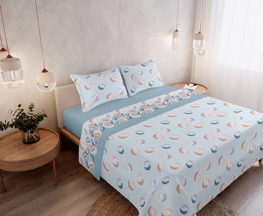 Jogo de Cama Coralina Estampado Azul