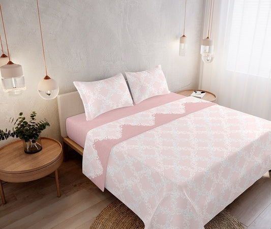 Jogo de Cama Coralina Estampado Solteiro Rosa