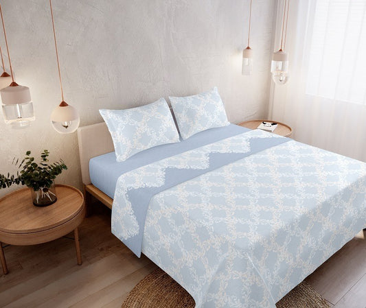 Jogo de Cama Coralina Estampado Solteiro Azul Acinzentado