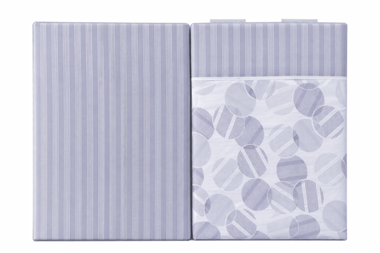 Jogo de Cama Estampado Cinza Claro 100% Algodão com Lençol Ajustável