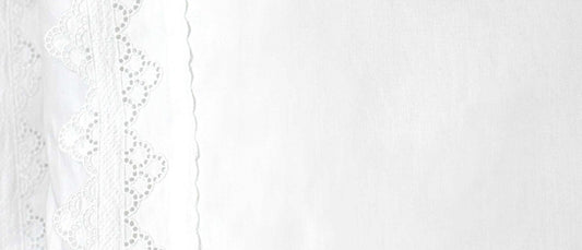 Jogo de Cama em Algodão com Renda Bordado Inglês Branco Ref.2170