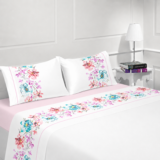 Jogo de Cama 100% Algodão Rosa Claro