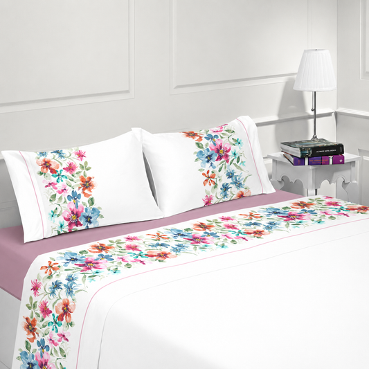 Jogo de Cama 100% Algodão Bella2B Rosa Velho