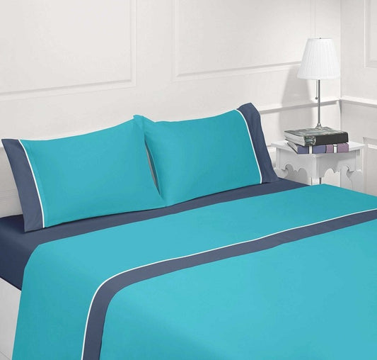 Jogo de Cama Liso Azul Escuro 100% Algodão