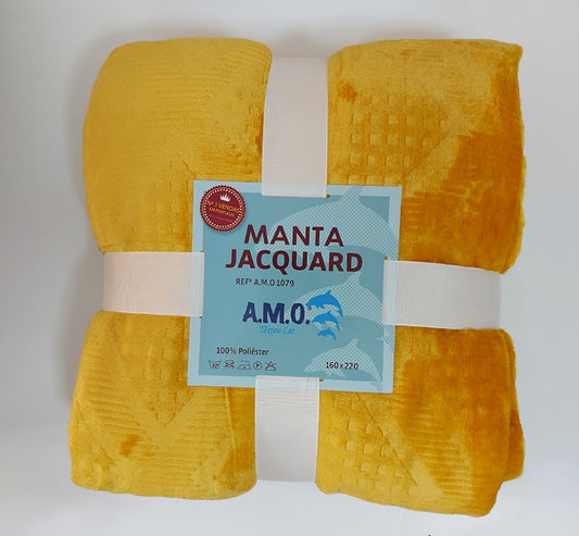 Manta Jacquard Borrego Amarelo