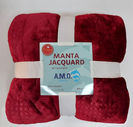 Manta Jacquard Borrego Bordô