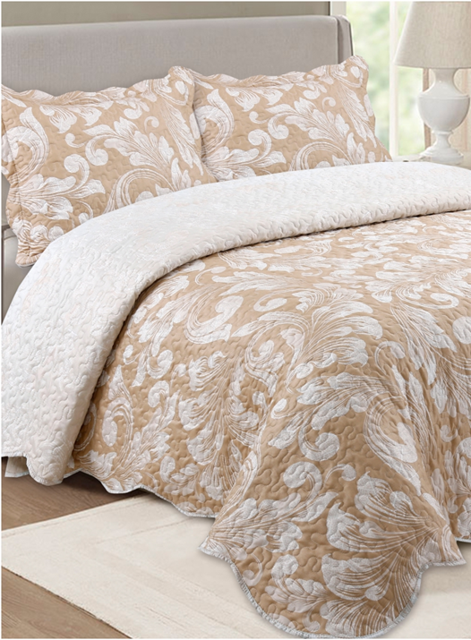 Colcha estampada casal com almofadas