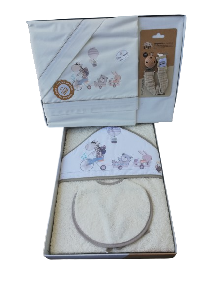 Conjunto de cama e banho bebe algodão creme