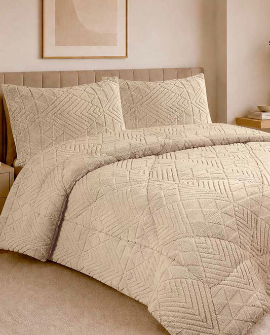 Edredão Jacquard com Pêlo de Borrego Martim Bege