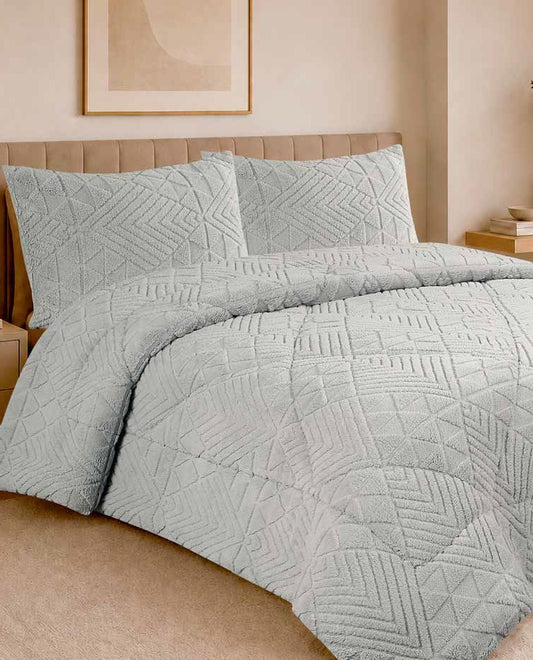 Edredão Jacquard com Pêlo de Borrego Martim Cinza
