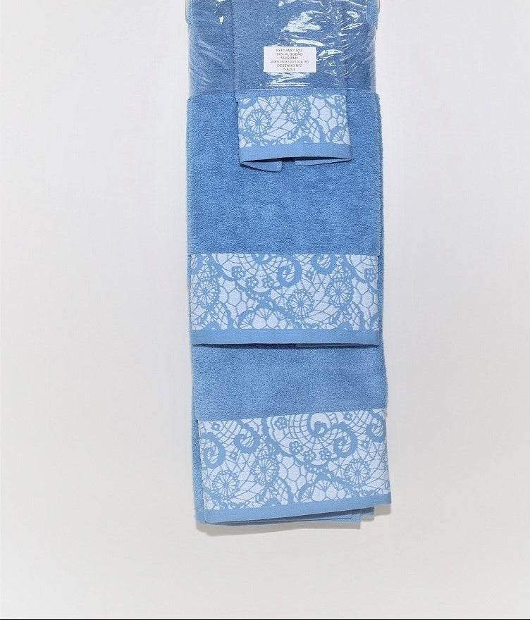 Jogo de banho azul 550g 100% algodão com 3 peças – Daltextil