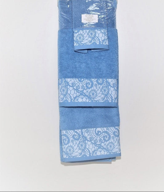 Jogo de banho azul 550g 100% algodão com 3 peças – Daltextil