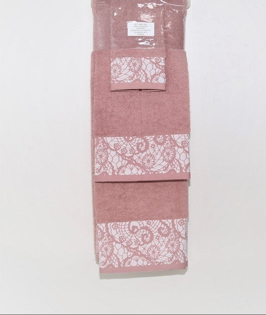 Jogo de banho rosa 550g 100% algodão com 3 peças – Daltextil