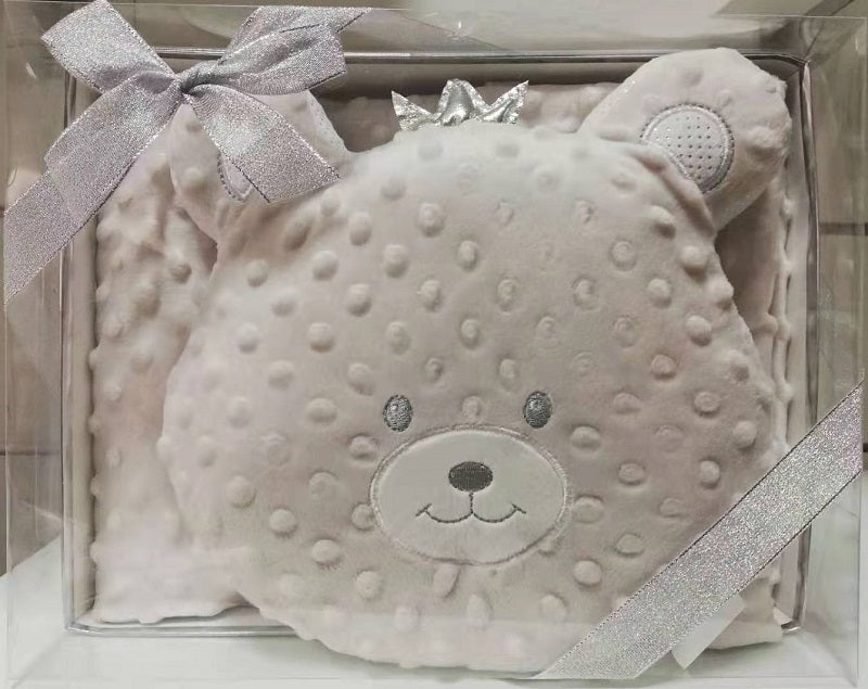 Manta bébé com almofada bege