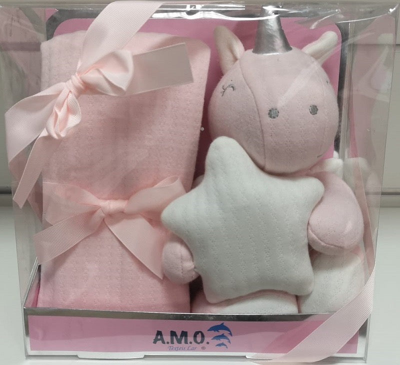 Manta bébé unicórnio rosa 