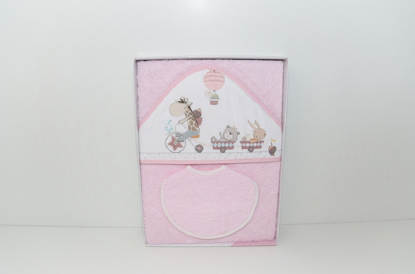 Toalha de banho bebe algodão rosa