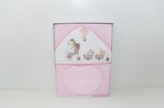 Toalha de banho bebe algodão rosa