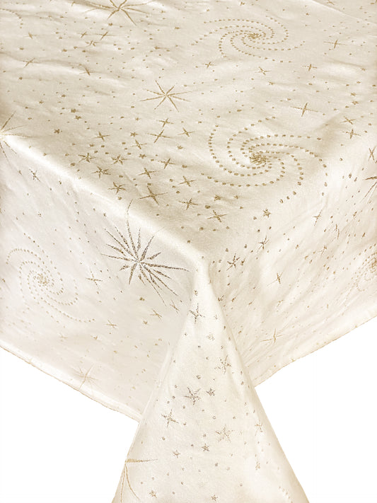Toalha de mesa estrelas bege ouro